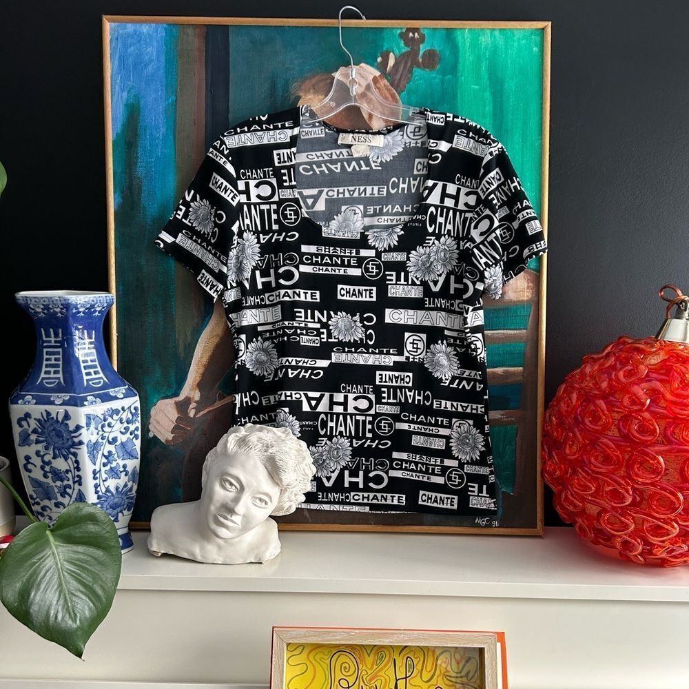 Ness Black & White Chante T-shirt size Large - Picture 6 of 16
